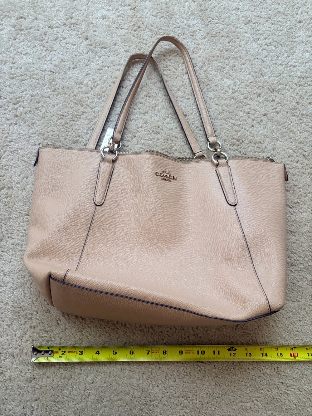 Coach Pebbled Leather Tote in Blush Pink